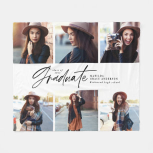 Multi Foto Moderner Schwarz-weißer Script Abschlus Fleecedecke