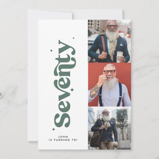 Multi-Foto Modernes, schlichtes schlingiges Grün 7 Einladung (Vorderseite)