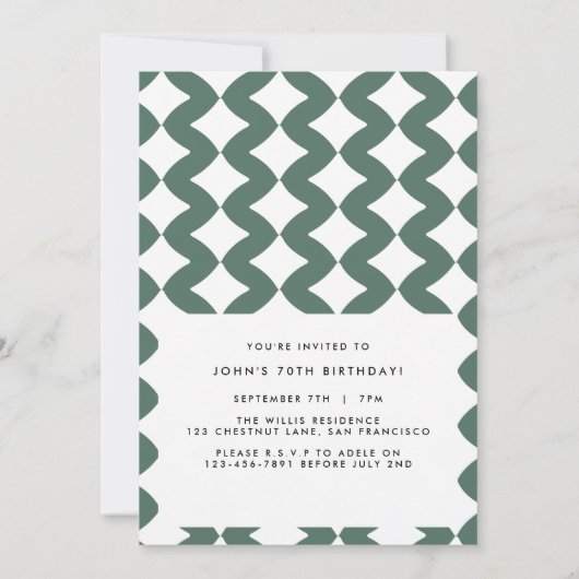 Multi-Foto Modernes, schlichtes schlingiges Grün 7 Einladung (Rückseite)