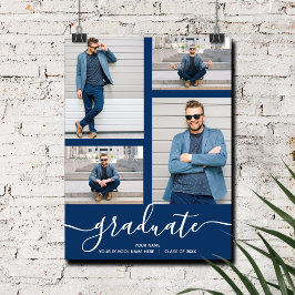 Multi-Foto Navy Blue Graduation Party Poster