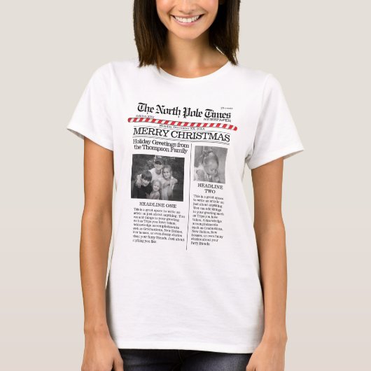 Multi Foto North Pole News Niedlich froh T-Shirt (Vorderseite)
