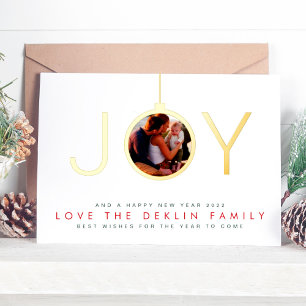 Multi Foto Ornament Frohe Weihnachten Gold JOY Folien Feiertagskarte