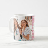 Multi-Foto Rosa Karo Spaß Typografie beste Freunde Kaffeetasse (Vorderseite Links)