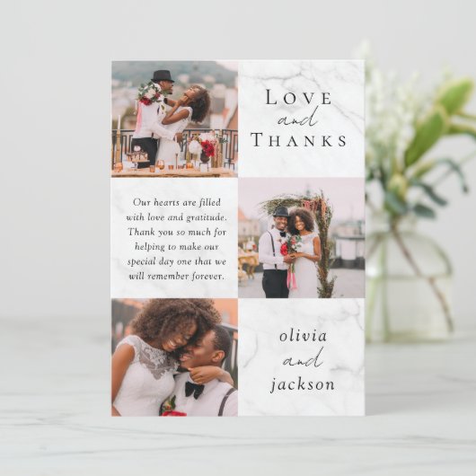 Multi-Foto-Script-Liebe und Dankeschön-Foto Dankeskarte (Stehend Vorderseite)