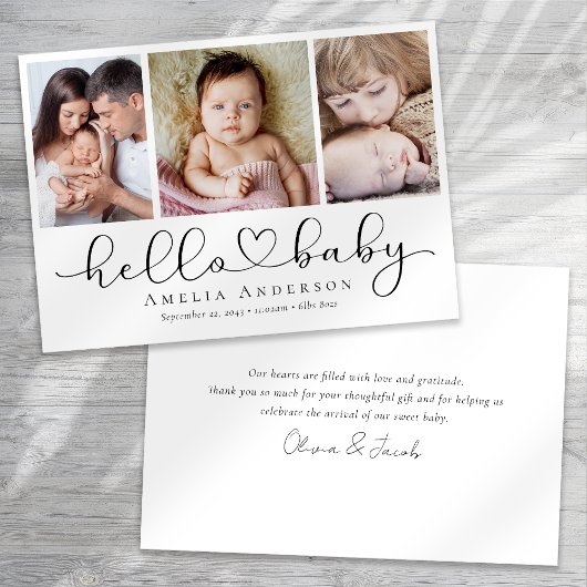 Multi-Foto-Script mit Heart Hello Baby Foto Ankündigung