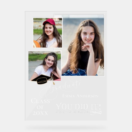 Multi-Foto Sie es getan 2025 Grad Ankündigung Acrylschild (Vorderseite)