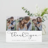 Multi-Foto-Skript mit Heart Wedding Foto Dankeskarte (Stehend Vorderseite)