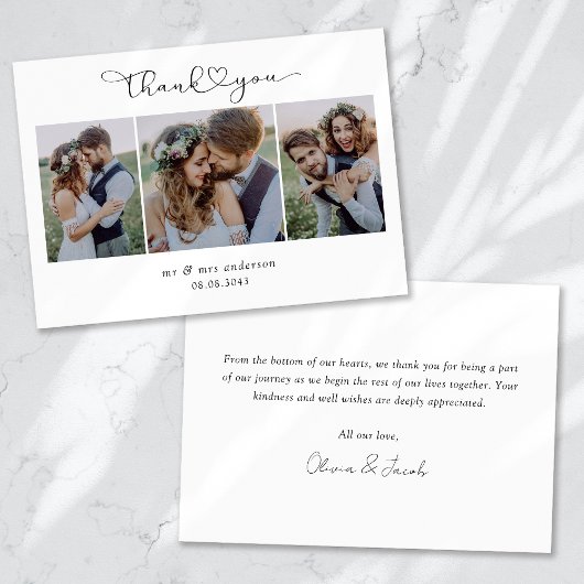 Multi-Foto-Skript mit Heart Wedding Foto Dankeskarte