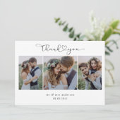 Multi-Foto-Skript mit Heart Wedding Foto Dankeskarte (Stehend Vorderseite)