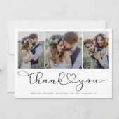 Multi-Foto-Skript mit Heart Wedding Foto Dankeskarte (Vorderseite)