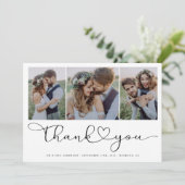Multi-Foto-Skript mit Heart Wedding Foto Dankeskarte (Stehend Vorderseite)