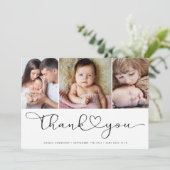 Multi-Foto-Skript mit Heft New Baby Foto Dankeskarte (Stehend Vorderseite)