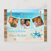 Multi-Foto Tropical Beach Save the Date Postkarte (Vorderseite)