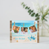 Multi-Foto Tropical Beach Save the Date Postkarte (Stehend Vorderseite)