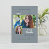 Multi-Foto Uni-Abschluss Dusty Blue Ankündigung (Stehend Vorderseite)