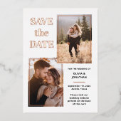 Multi-Foto | Weißes Gold und Rose Save the Date Folieneinladung (Vorderseite)