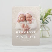 Multi-Foto-Zwilling modern geometrisch + typografi Ankündigung (Stehend Vorderseite)