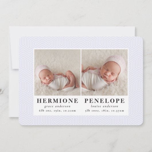 Multi-Foto-Zwilling modern geometrisch + typografi Ankündigung (Rückseite)