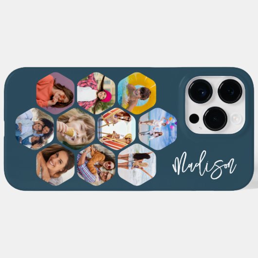 Multi-FotoCollage Einfache moderne Personalisierte Case-Mate iPhone Hülle (Rückseite (Horizontal))