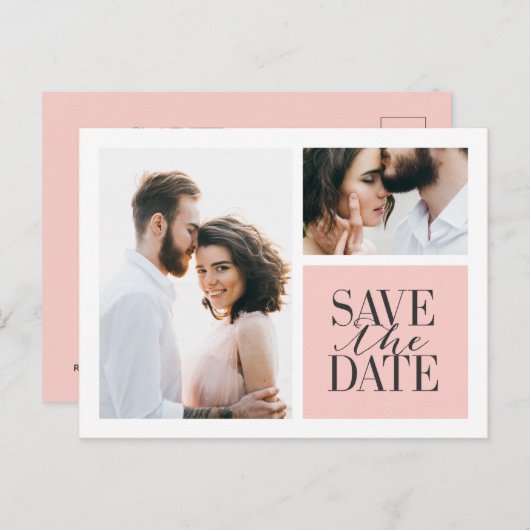 Multi Fotographik Save the Date Ankündigungspostkarte (Vorne/Hinten)