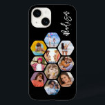 Multi-Fotomaterial Einfach Personalisiert Case-Mate iPhone 14 Hülle<br><div class="desc">Multi Foto Collage Simple Modern Personalisiert Name Hexagon Pattern Smartphone iPhone Case verfügt über eine Collage aus Foto Ihrer Lieblings-Fotos in einer Hexagon-Form. Personalisiert mit deinem Namen. Perfekt zum Geburtstag, Weihnachten, Muttertag, Vatertag, Großeltern, Bruder, Schwester, bester Freund und vieles mehr. FOTO TIPP: Zentrieren Sie Ihre Fotos vor dem Hochladen nach...</div>
