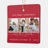 Multi-Fotos erste Weihnachten Verheiratete Keramik Keramikornament (Links)
