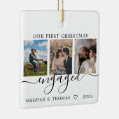Multi-Fotos erste Weihnachten Verlobt Keramikornament (Rechts)