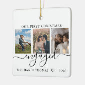 Multi-Fotos erste Weihnachten Verlobt Keramikornament (Links)