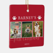 Multi-Fotos erste Weihnachtszeit-Hunde Keramik Orn Keramikornament (Rechts)