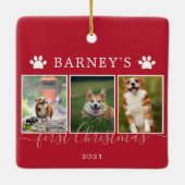 Multi-Fotos erste Weihnachtszeit-Hunde Keramik Orn Keramikornament (Rückseite)