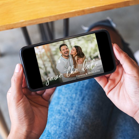 Multi-Fotovorlage Hochzeit speichern Sie das Datum Einladung
