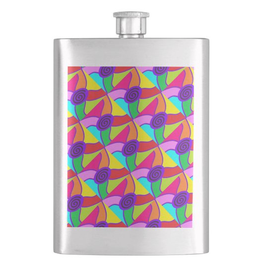 Multi gemusterte lila Grenzspiralart Flachmann (Vorderseite)