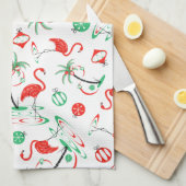 Multi Geschirrtuch des roten Weihnachtsflamingos (Viertel Falte)