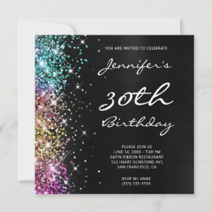 Multi-Glitzer Black Ombre Foil 30. Geburtstag Einladung