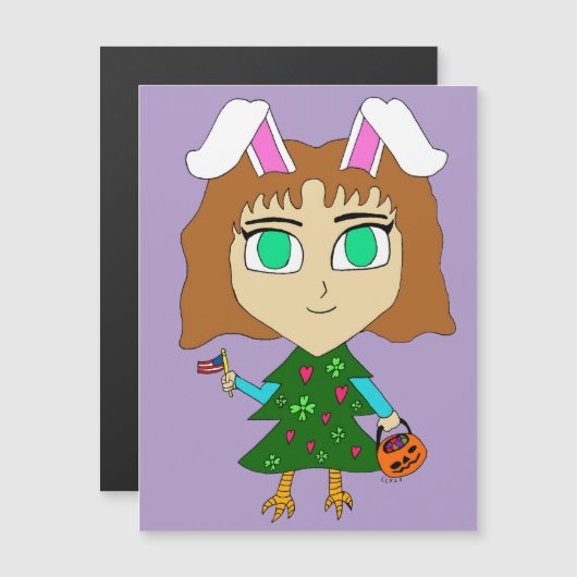 Multi Holiday Chibi Magnetkarte (Vorne/Hinten)