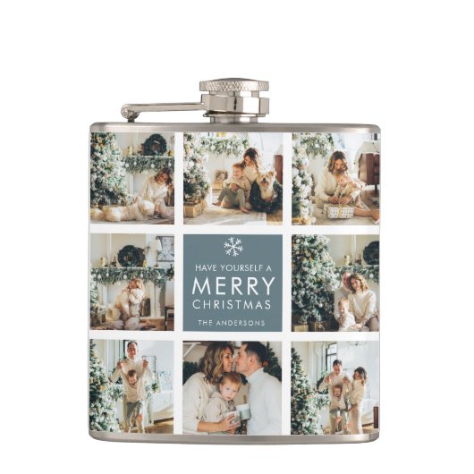 Multi-Holiday-Fotos | Frohe Weihnachten | Geschenk Flachmann (Vorderseite)