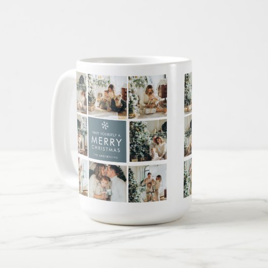 Multi-Holiday-Fotos | Frohe Weihnachten | Geschenk Kaffeetasse (Vorderseite Links)
