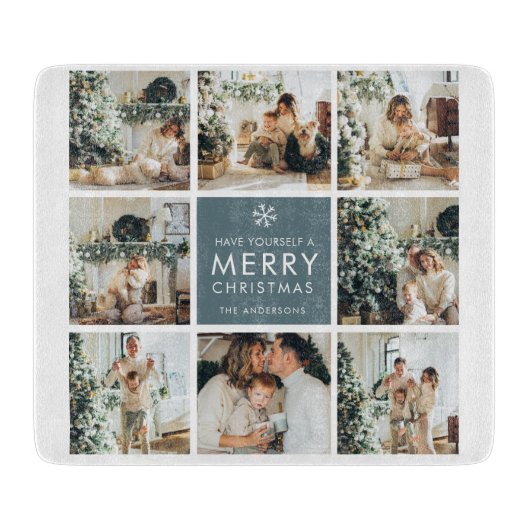 Multi-Holiday-Fotos | Frohe Weihnachten | Geschenk Schneidebrett (Vorderseite)