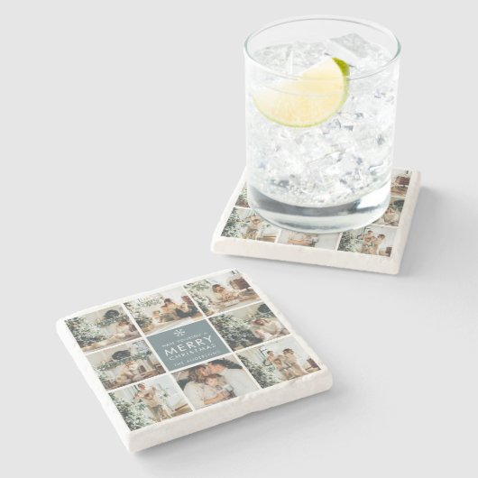 Multi-Holiday-Fotos | Frohe Weihnachten | Geschenk Steinuntersetzer (Seitenansicht)