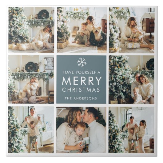 Multi Holiday Photos | Merry Christmas | Gift Fliese (Vorderseite)