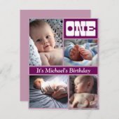 Multi jährlicher lila Geburtstags-Rahmen Einladung (Vorne/Hinten)