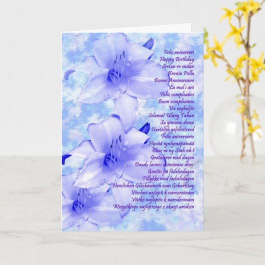 Multi-Language BIrthday Card Karte (Gelbe Blume)
