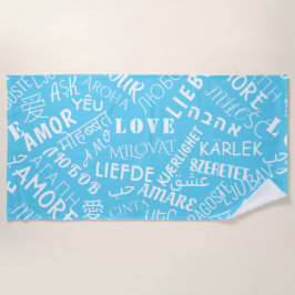 Multi-Language-Liebe Text Blue Beach Handtuch
