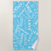 Multi-Language-Liebe Text Blue Beach Handtuch (Vorderseite)
