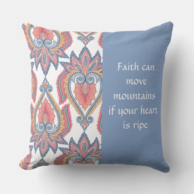 Multi Orange/Blue Paisley Pattern Pillow Kissen (Vorderseite)