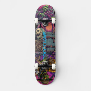Multi-Panel Zombie Samurai & Chained Barrel Horror Skateboard