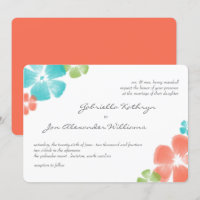 Multi Papaya Watercolor Blume Hochzeit Einladung