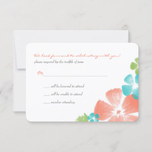 Multi Papaya Watercolor Blume Hochzeit RSVP Karte