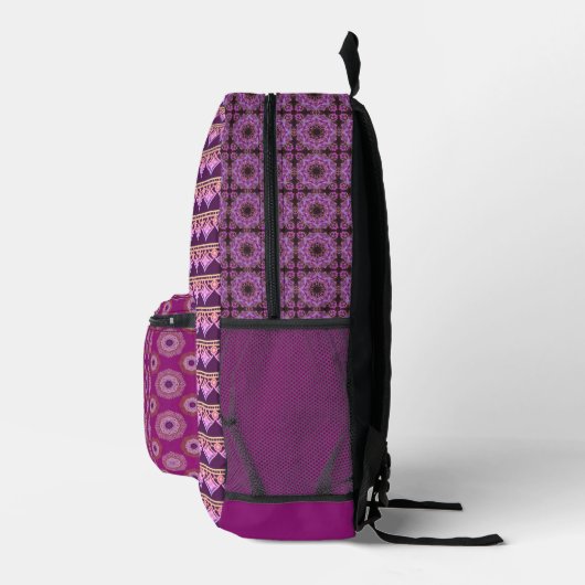 Multi-Pattern-Liebe Lila Boho Bedruckter Rucksack (Rechts)