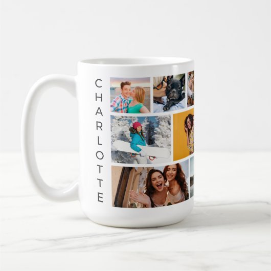 Multi Photo Collage Modern Personalized Name Kaffeetasse (Links)